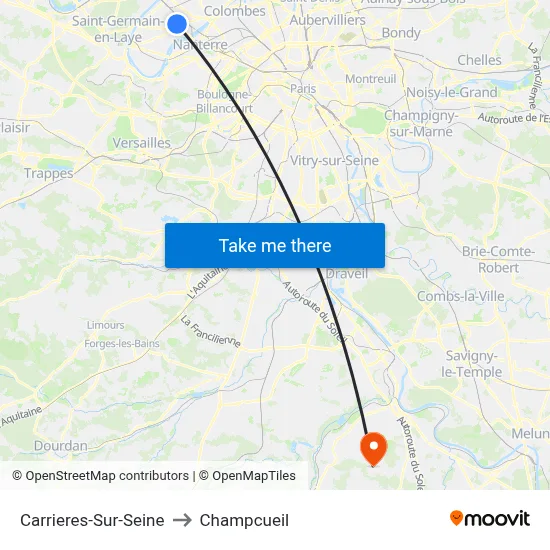 Carrieres-Sur-Seine to Champcueil map