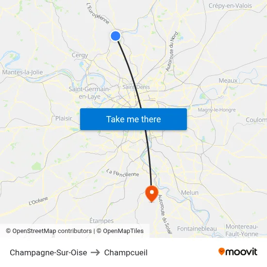 Champagne-Sur-Oise to Champcueil map