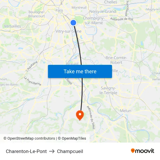 Charenton-Le-Pont to Champcueil map