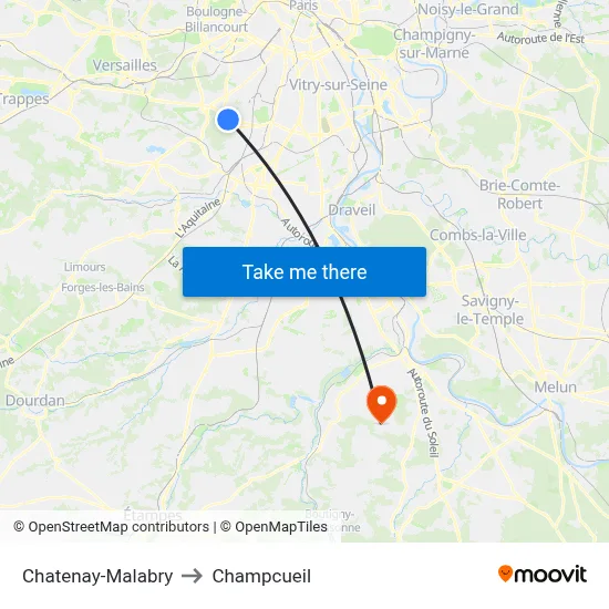 Chatenay-Malabry to Champcueil map