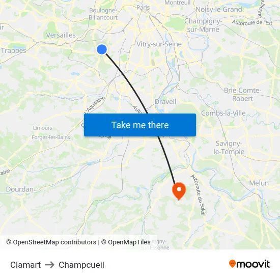 Clamart to Champcueil map