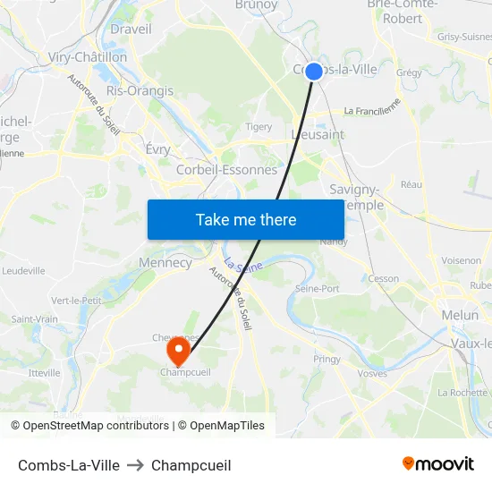 Combs-La-Ville to Champcueil map