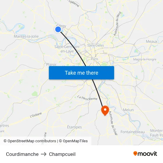 Courdimanche to Champcueil map