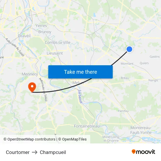 Courtomer to Champcueil map