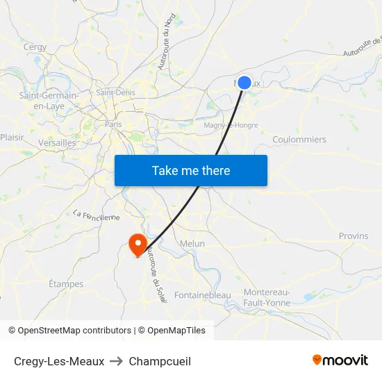 Cregy-Les-Meaux to Champcueil map
