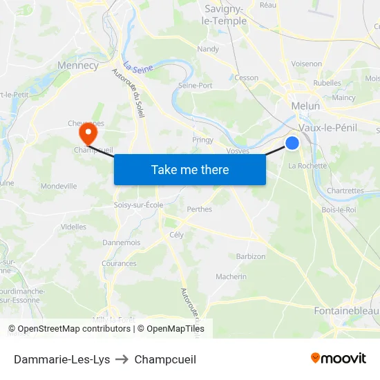 Dammarie-Les-Lys to Champcueil map