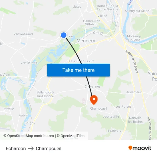 Echarcon to Champcueil map