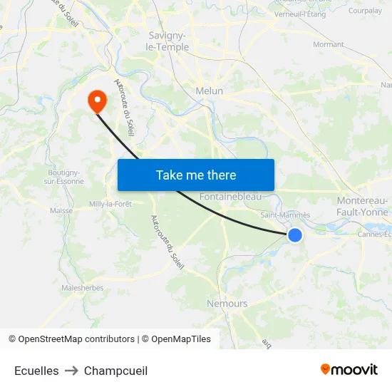 Ecuelles to Champcueil map