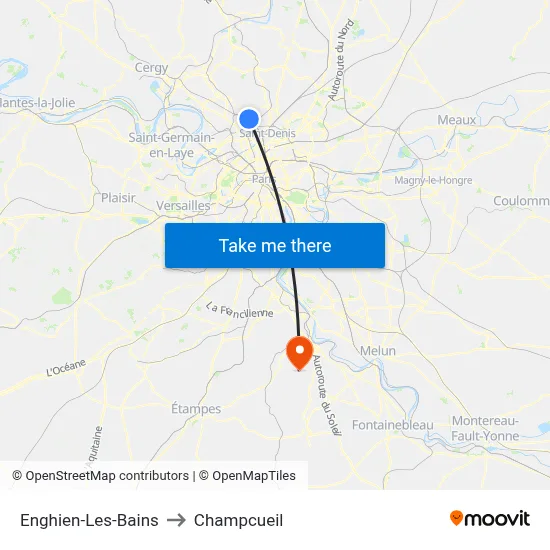 Enghien-Les-Bains to Champcueil map