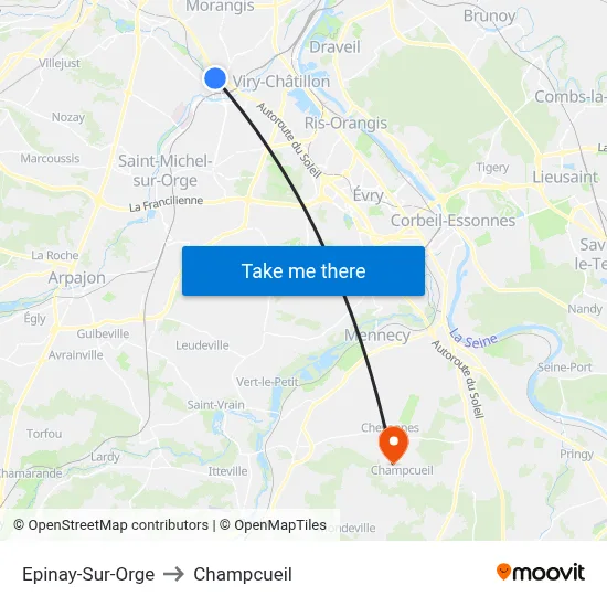 Epinay-Sur-Orge to Champcueil map