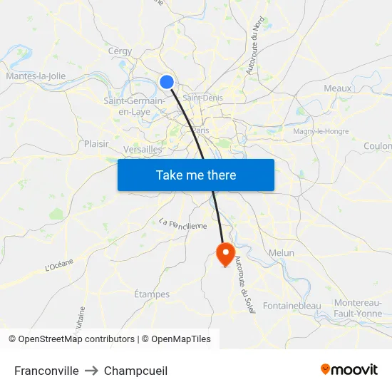 Franconville to Champcueil map