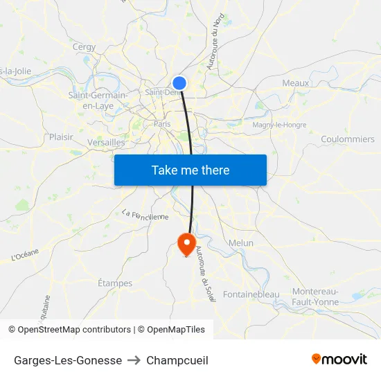 Garges-Les-Gonesse to Champcueil map