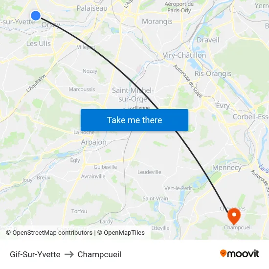 Gif-Sur-Yvette to Champcueil map