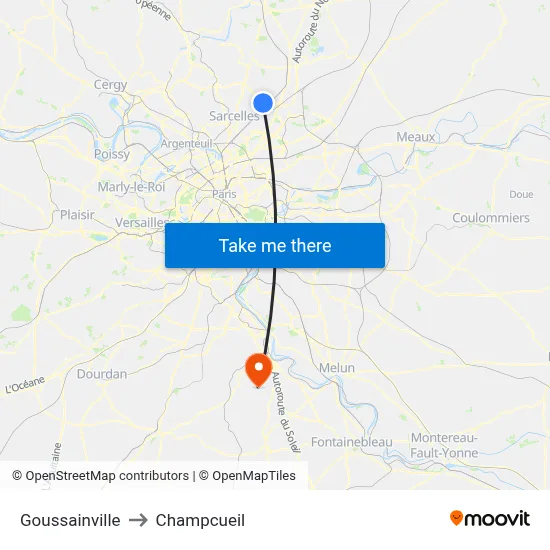 Goussainville to Champcueil map