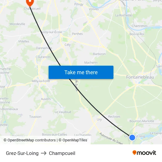 Grez-Sur-Loing to Champcueil map