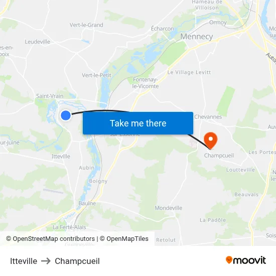 Itteville to Champcueil map