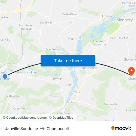 Janville-Sur-Juine to Champcueil map