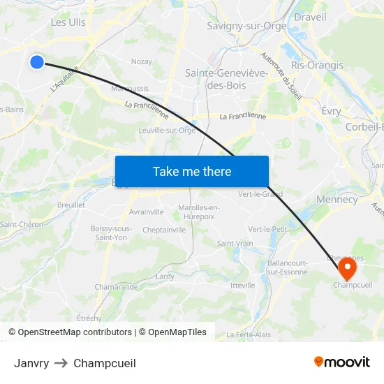 Janvry to Champcueil map