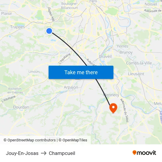 Jouy-En-Josas to Champcueil map