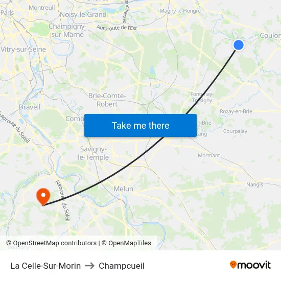 La Celle-Sur-Morin to Champcueil map