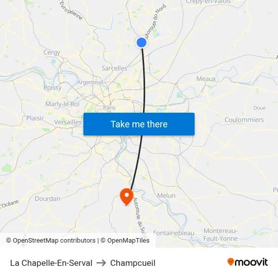 La Chapelle-En-Serval to Champcueil map