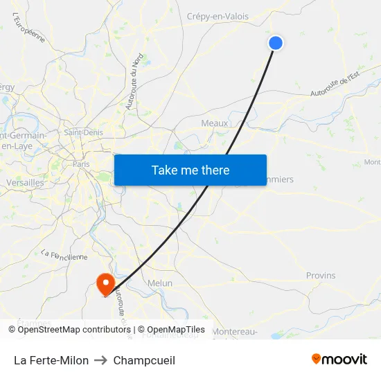 La Ferte-Milon to Champcueil map