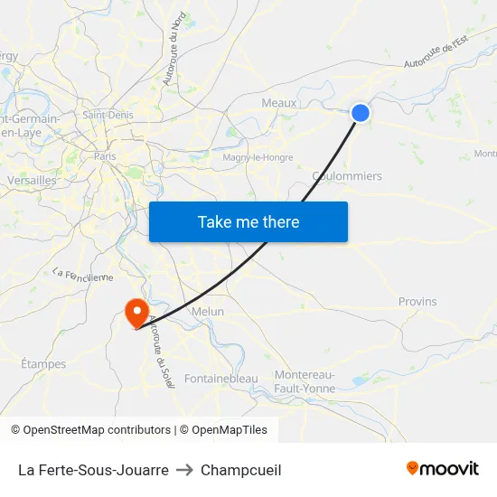 La Ferte-Sous-Jouarre to Champcueil map