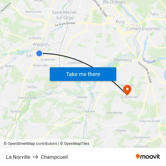 La Norville to Champcueil map