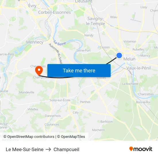 Le Mee-Sur-Seine to Champcueil map