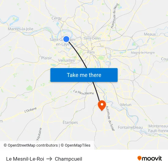 Le Mesnil-Le-Roi to Champcueil map