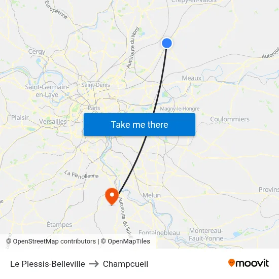 Le Plessis-Belleville to Champcueil map