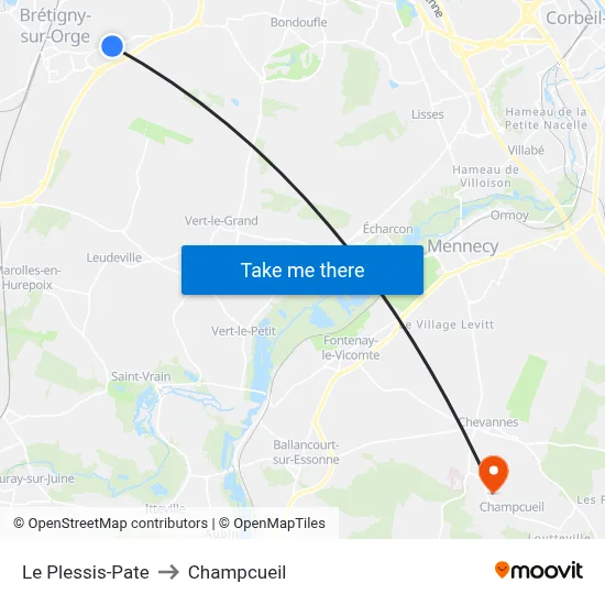 Le Plessis-Pate to Champcueil map
