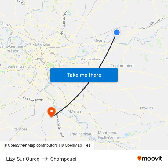 Lizy-Sur-Ourcq to Champcueil map