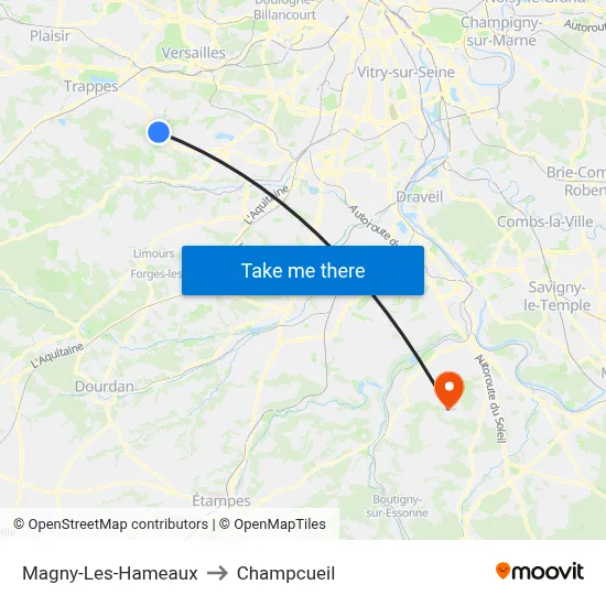 Magny-Les-Hameaux to Champcueil map
