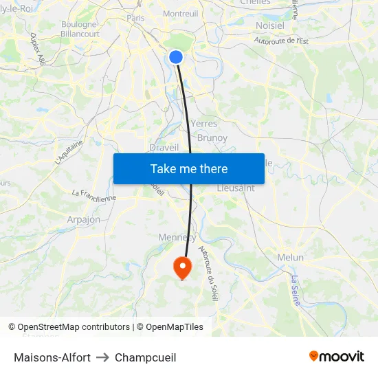 Maisons-Alfort to Champcueil map