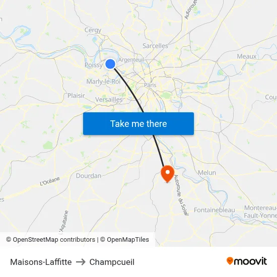 Maisons-Laffitte to Champcueil map