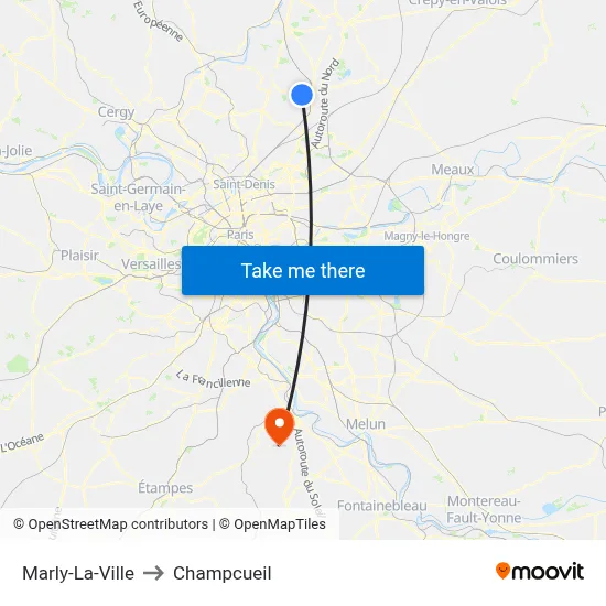Marly-La-Ville to Champcueil map
