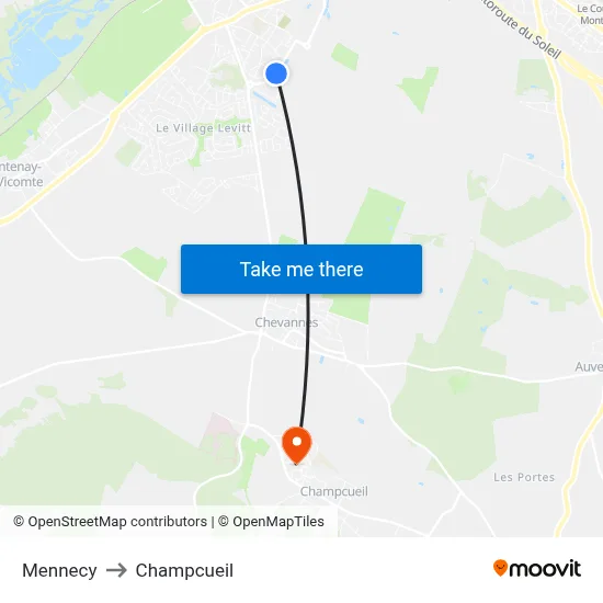 Mennecy to Champcueil map
