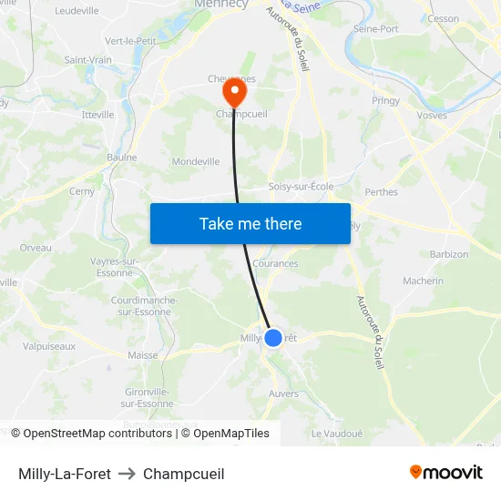 Milly-La-Foret to Champcueil map