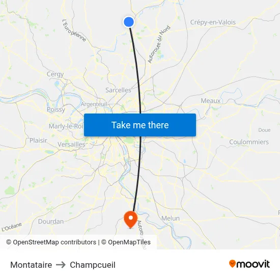 Montataire to Champcueil map