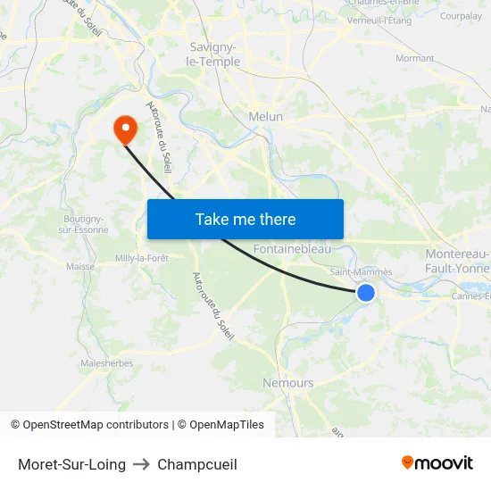 Moret-Sur-Loing to Champcueil map