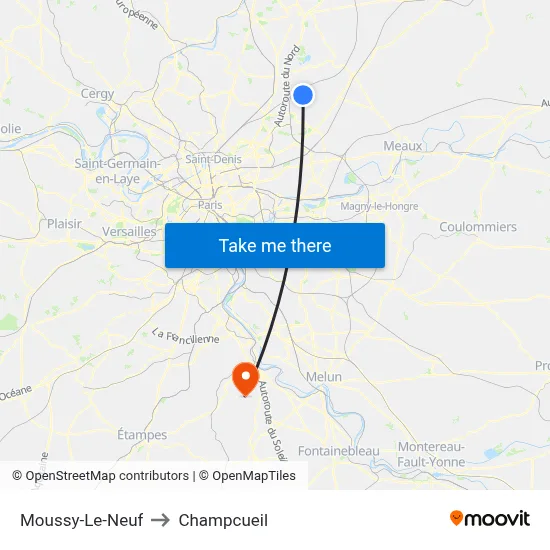 Moussy-Le-Neuf to Champcueil map