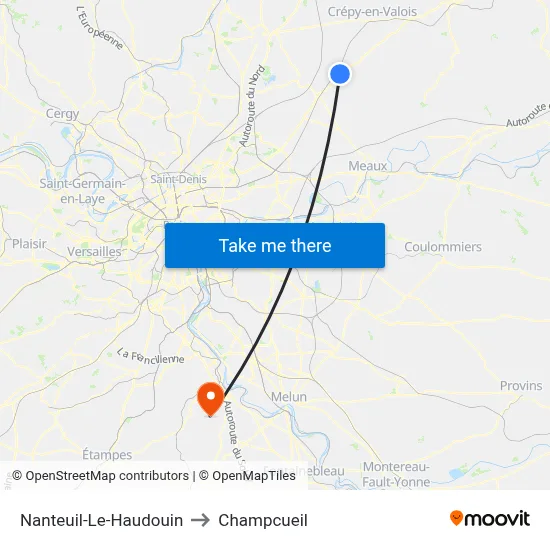 Nanteuil-Le-Haudouin to Champcueil map