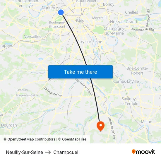 Neuilly-Sur-Seine to Champcueil map