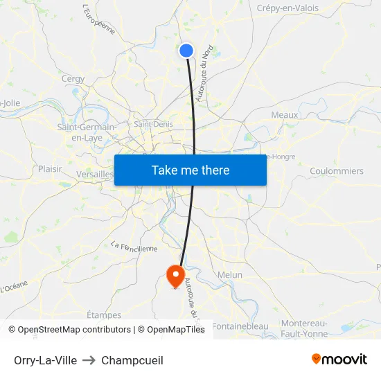 Orry-La-Ville to Champcueil map