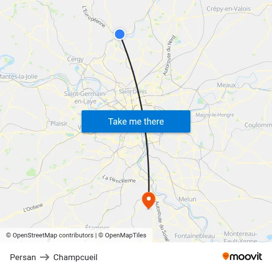 Persan to Champcueil map