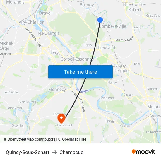 Quincy-Sous-Senart to Champcueil map