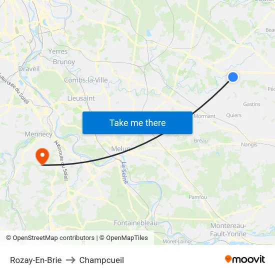 Rozay-En-Brie to Champcueil map