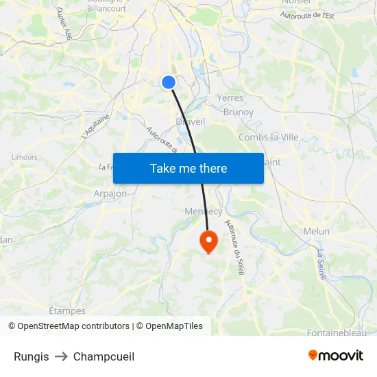Rungis to Champcueil map
