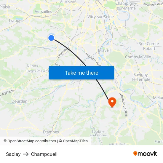 Saclay to Champcueil map